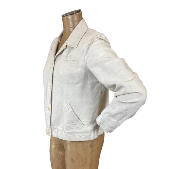 Ann Taylor Cotton-Linen Button-Up Jacket Natural Beige Sz M #291R - Picture 6 of 9